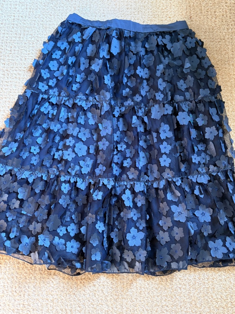 Eva Franco Blue Floral Midi Skirt